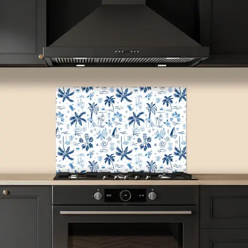 Zee - Strand - Blauw - Wit keuken achterwand spatscherm klein 900 -sfeer1