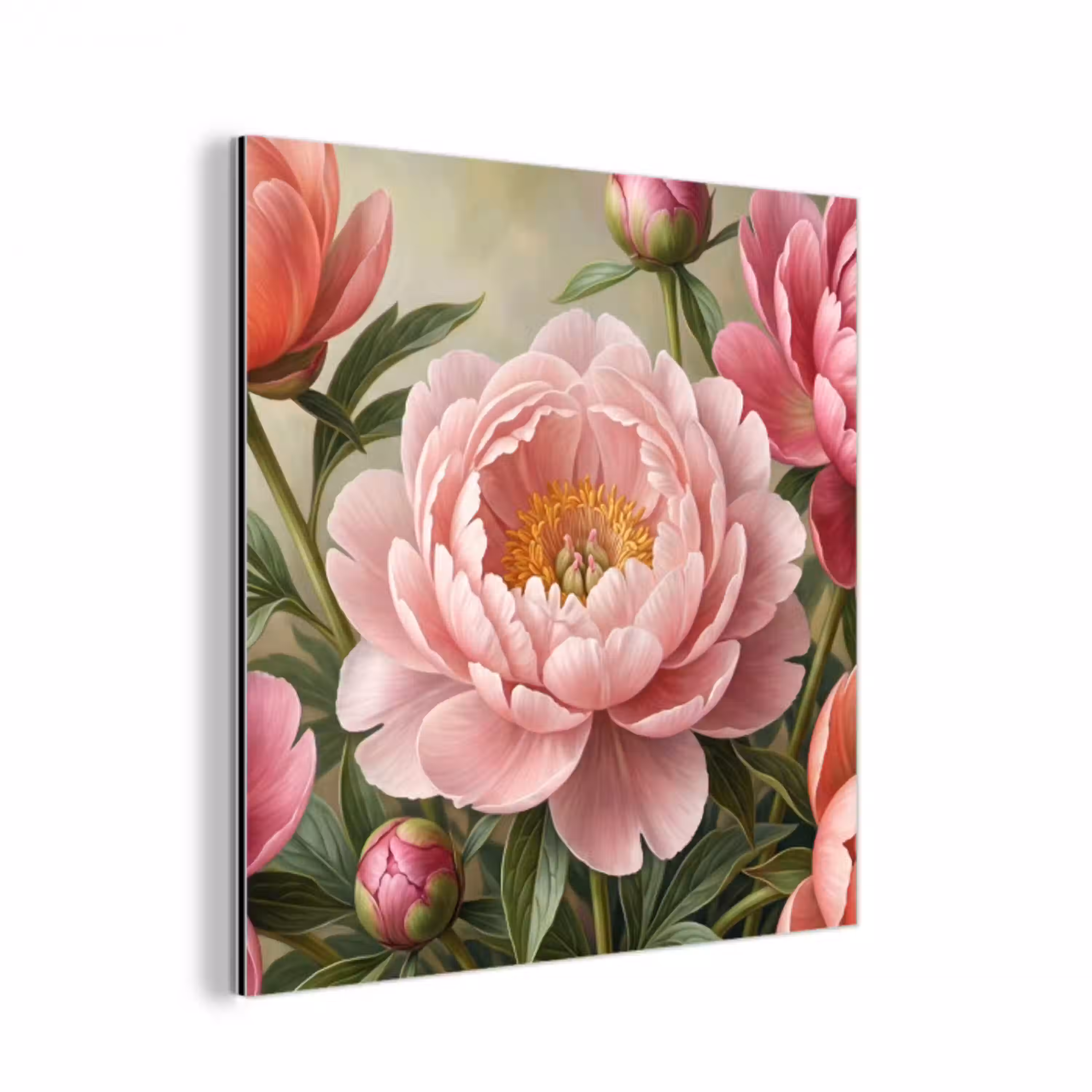 Bloemen - Roze - Klassiek - Gedetailleerd - Natuur aluminium wit klein -3d