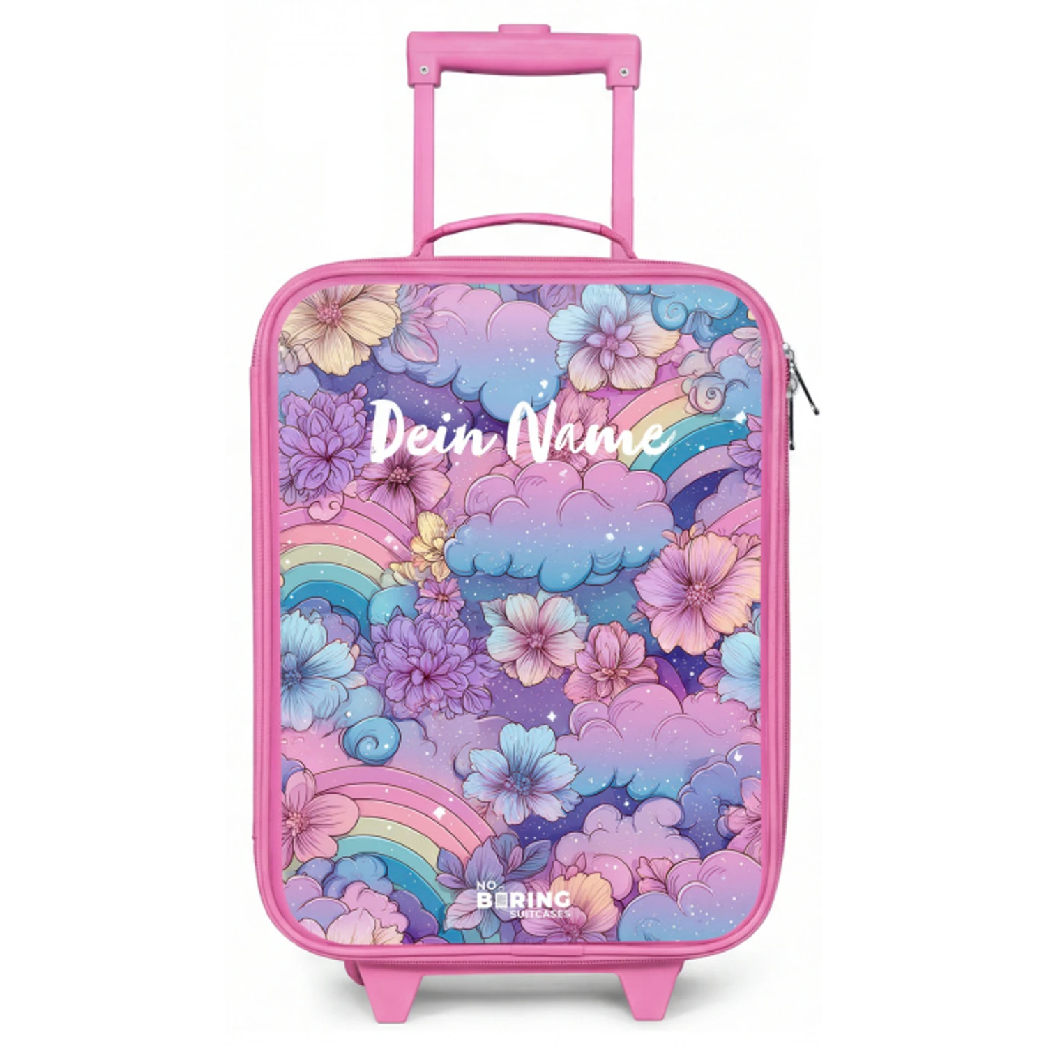 Illustratie van wolken, regenbogen en bloemen Kinderkoffer - Roze klein -zz3dotto