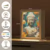 Buddha - Bloemen - Kleurrijk - Modern Light Box met kabel (Tafellamp) klein -USP_NL