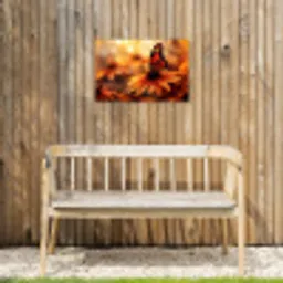 Vlinder - Bloemen - Oranje Tuinposter op houten frame 2 cm dik klein -sfeer4