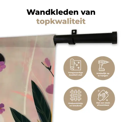 Vrouw - Bloemen - Pastel Wandkleed katoen klein -sfeer2