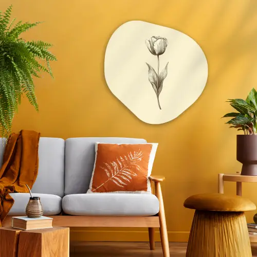 Illustratie - Tulp - Zwart Wandcirkel Organisch Plexiglas middel -sfeer4