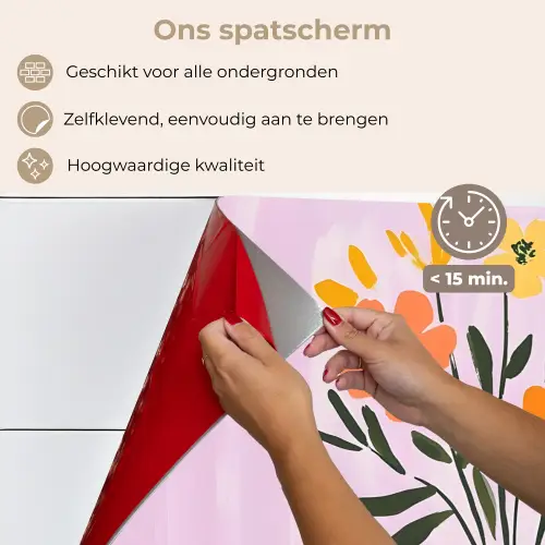 Vaas - Gestreept - Bloemen - Oranje keuken achterwand spatscherm klein -spatscherm_NL