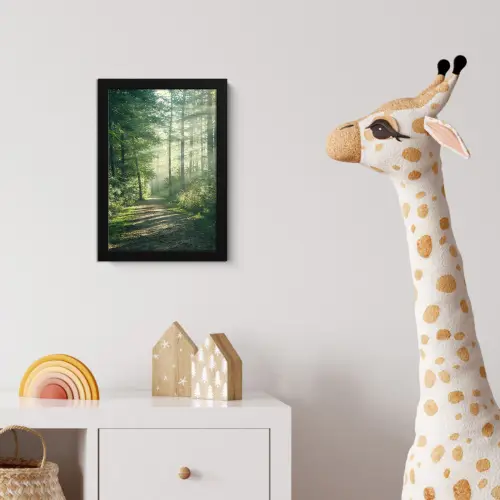Bos - Pad - Zon - Bomen - Groen - Natuur fotolijst zwart zonder passe partout klein -usfeer4_kinderkamer