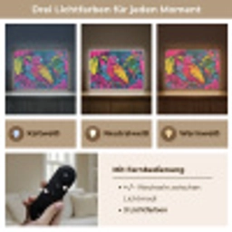 Papegaai - Tropisch - Jungle - Kleurrijk Light Box met batterij (Wandlamp) middel -USP_lichtkleurDE