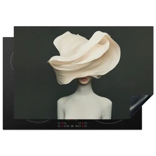 Vrouw - Beige - hoed Inductie beschermer vinyl 3mm klein -3d