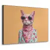 Zonnebril - Kat - Sjaal - Bloemen Textielframe zwart klein -3d