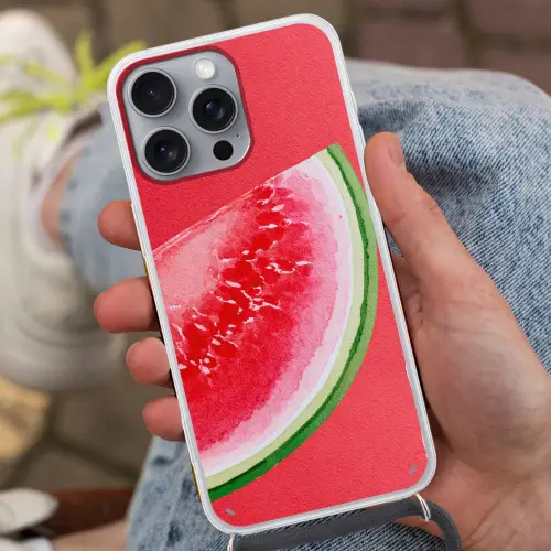 Watermeloen - Rood - Zomers Hoesje iPhone 16 Pro Max met koord klein -sfeer3