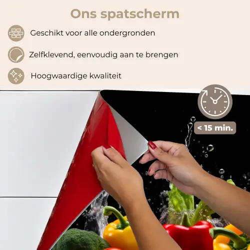 Paprika - Water - Groente - Zwart keuken achterwand spatscherm klein -spatscherm_NL