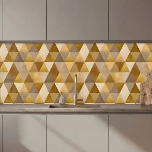Geometrisch - Driehoek - Goud keuken achterwand 2 middel 871 zz_3dshopping
