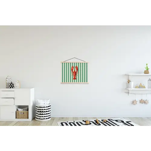 Kreeft - Strepen - Realistisch - Zomers textielposter latten blank klein -kinderkamer