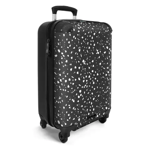 Terrazzo patroon zwart en wit NBS - Handbagage koffer - Volwassenen Unisex middel -productfoto_3d