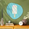 Ijsje - Stokje - Sprinkles - Lichtblauw Wandcirkel Organisch Aluminium middel -sfeer2