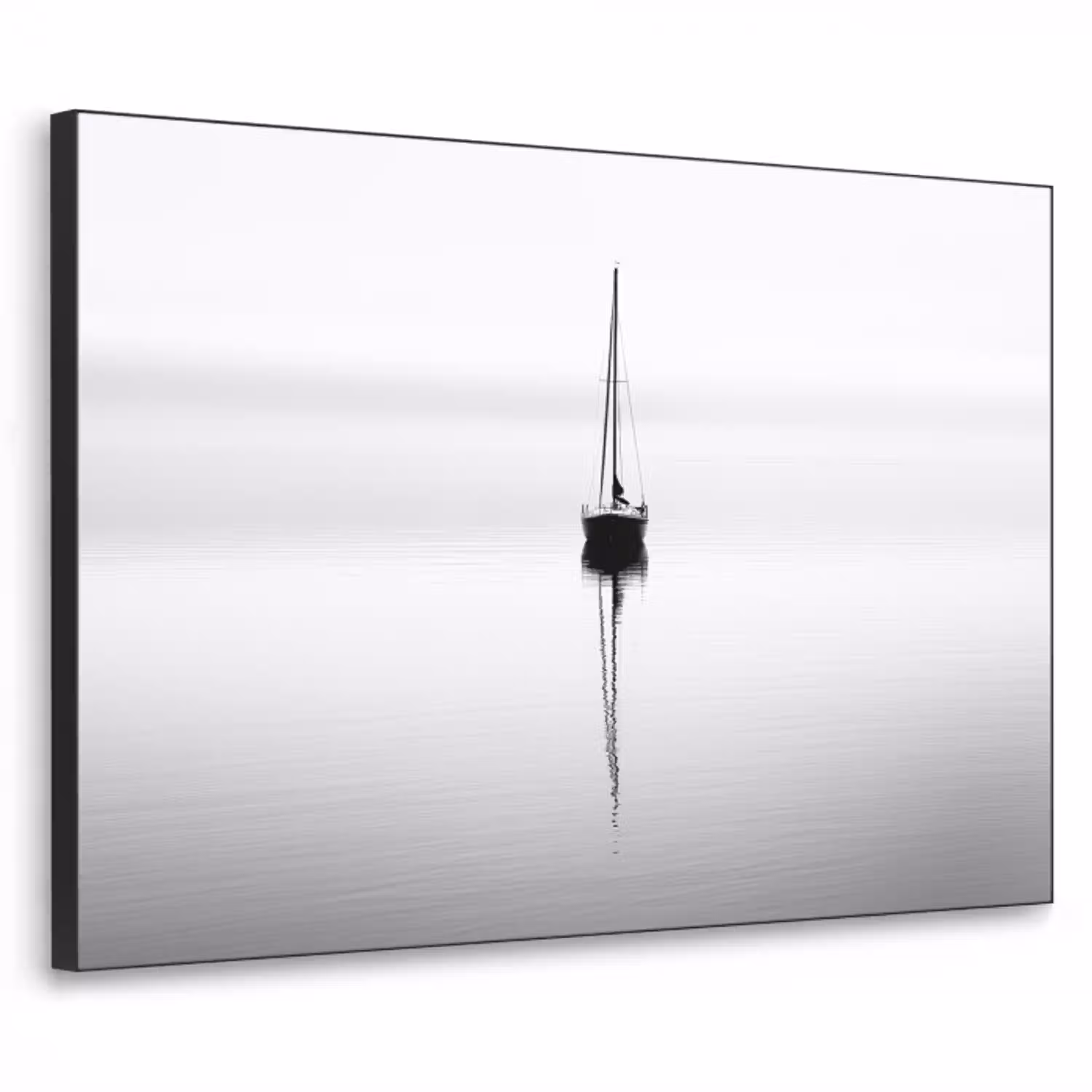 Zeilboot - Zwart - Water - Silhouet Textielframe - compleet frame klein -3d