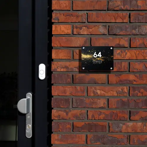 Gouden verfspatten - Modern Naambord Rechthoek middel -sfeer1-rechthoek-S