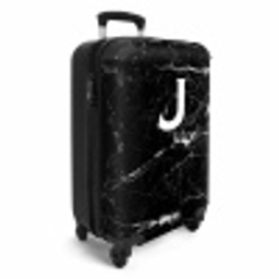 Zwart - Marmer look - Letter J - Marmer NBS - Handbagage koffer - Unisex middel -productfoto_3d