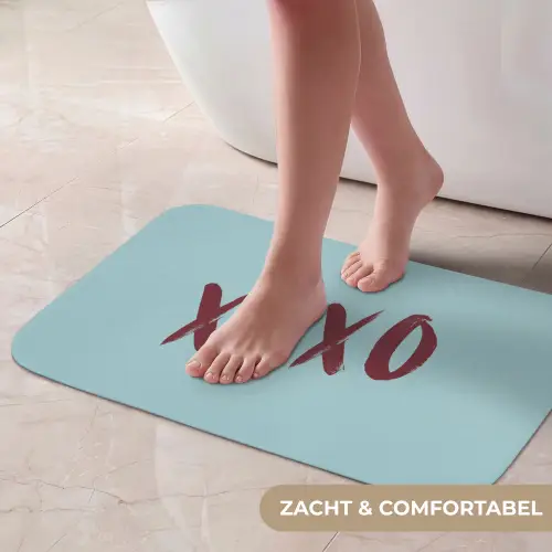 XOXO - Blauw - Rood Badmat klein -USP_ZachtNL