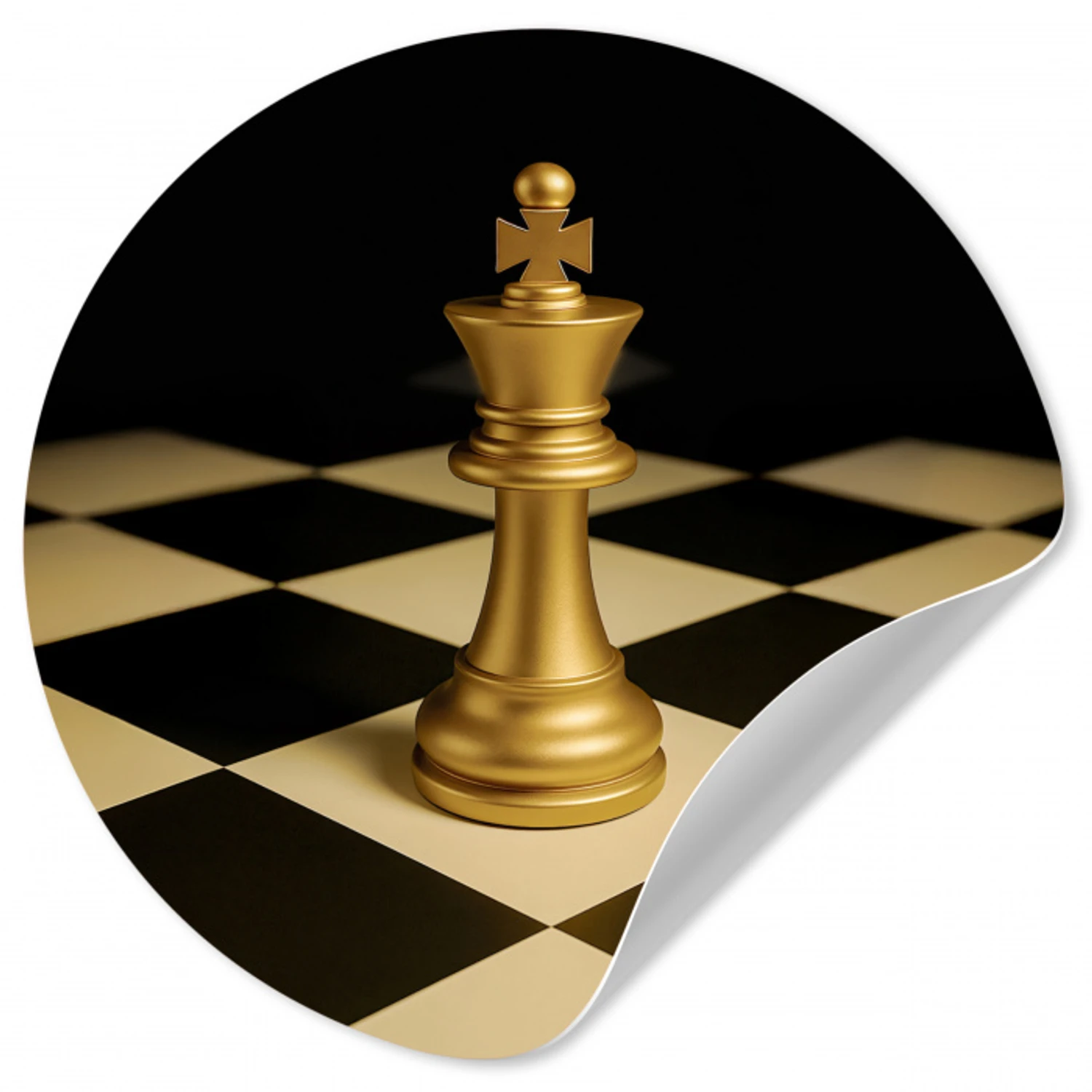 Schaakstuk - Koning - Schaakbord - Geblokt Wandcirkel behangsticker klein -3d