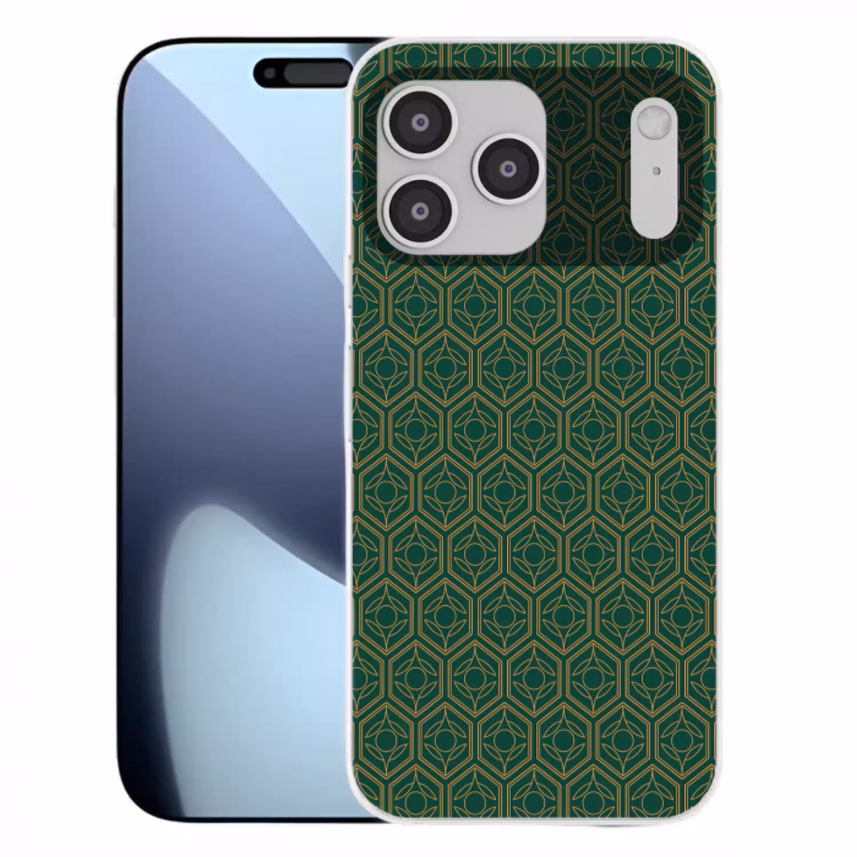 Geometrisch - Patroon - Groen Telefoonhoesje iPhone 17 Pro Max klein 879 -3d