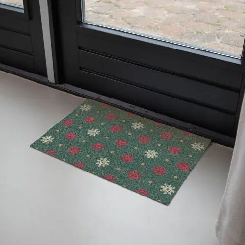 Illustratie - Sneeuwvlokken - Groen Deurmat klein 898 -sfeer2
