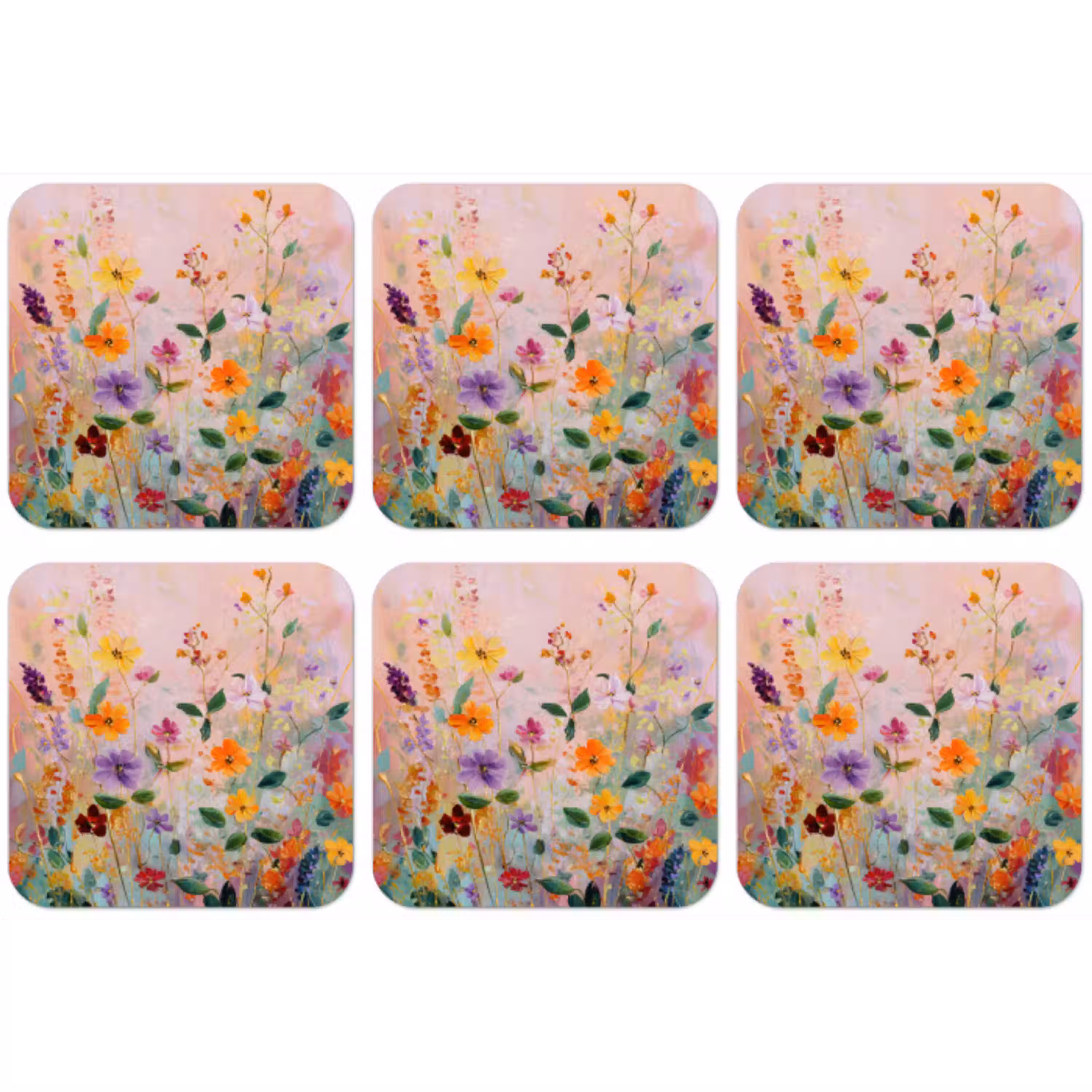 Schilderij - Bloemen - Abstract - Kleurrijk onderzetter kurk middel -zkaufland3dotto