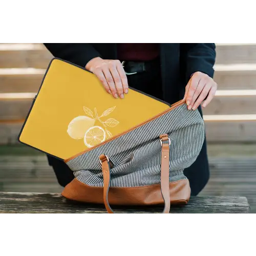 Citroenen - Illustratie - Minimalistisch - Geel laptophoes neopreen klein -tas