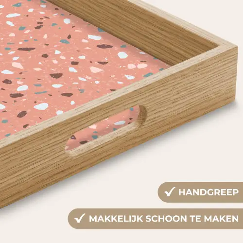 Terrazzo -  Patroon - Kleurrijk - Roze - Blauw Dienblad Rechthoek middel 911 -USP_HandgreepNL