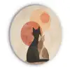 Katten - Zwart - Abstract - Cirkels Akoestische PET Vilt - Rond klein -3d