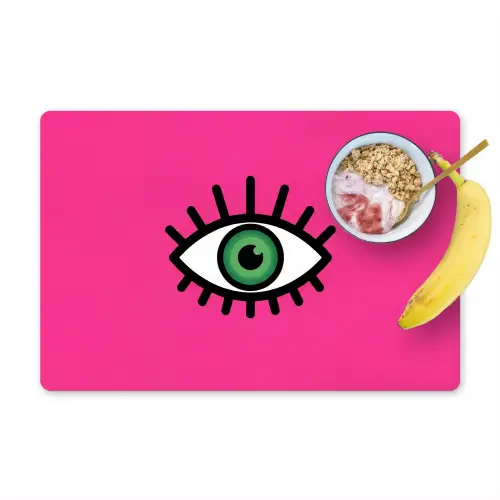 Minimalistisch - Oog - Roze Placemat vinyl groot -zzzproduct_Kitchenyeah-website