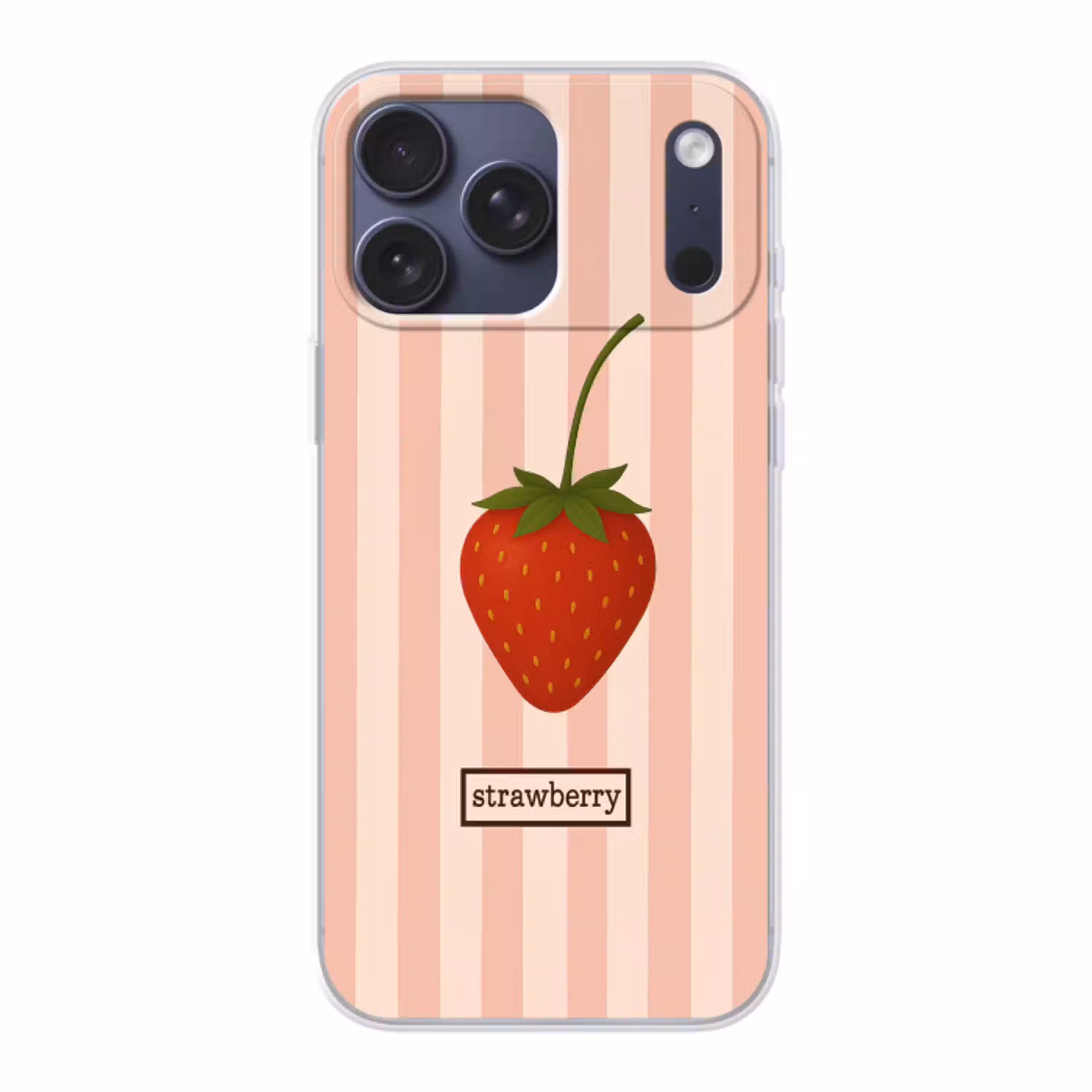 Aardbei - Strepen - Minimalistisch - Rood Telefoonhoesje iPhone 17 Pro Max klein -3d