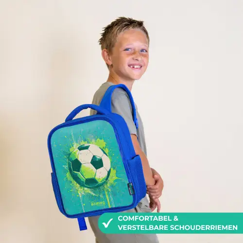 Voetbal - Verfspatten - Groen - Blauw Kinderrugzak - Blauw middel -sfeer3_NL
