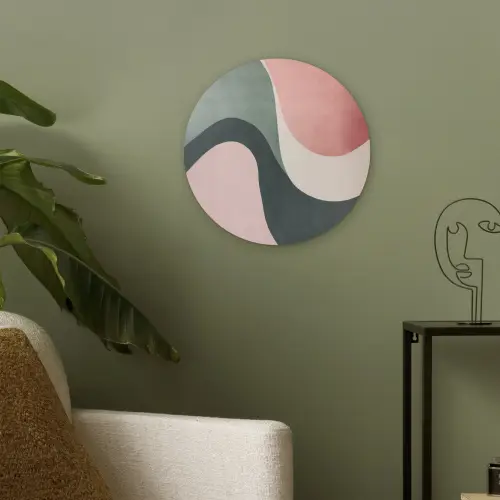 Abstract - Golven - Sierlijk - Roze Akoestische PET Vilt - Rond klein -sfeer2