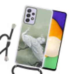 Pauwen - Wit - Natuur - Groen Hoesje Samsung Galaxy A52 5G met koord klein -sfeer1