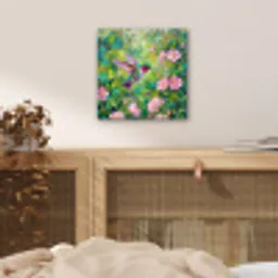 Kolibrie - Bloemen - Natuur - Kleurrijk aluminium wit klein -sfeer3