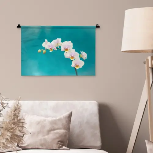 Orchidee - Bloemen - Plant - Wit - Paars Wandkleed katoen klein -sfeer4