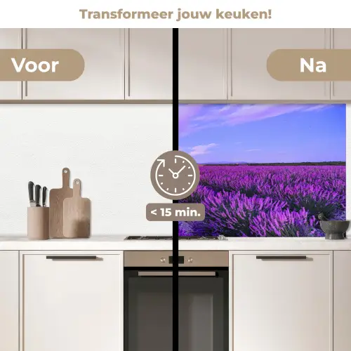 Lavendel - Paars - Bloemen - Natuur keuken achterwand 2 middel -voor-na2_NL