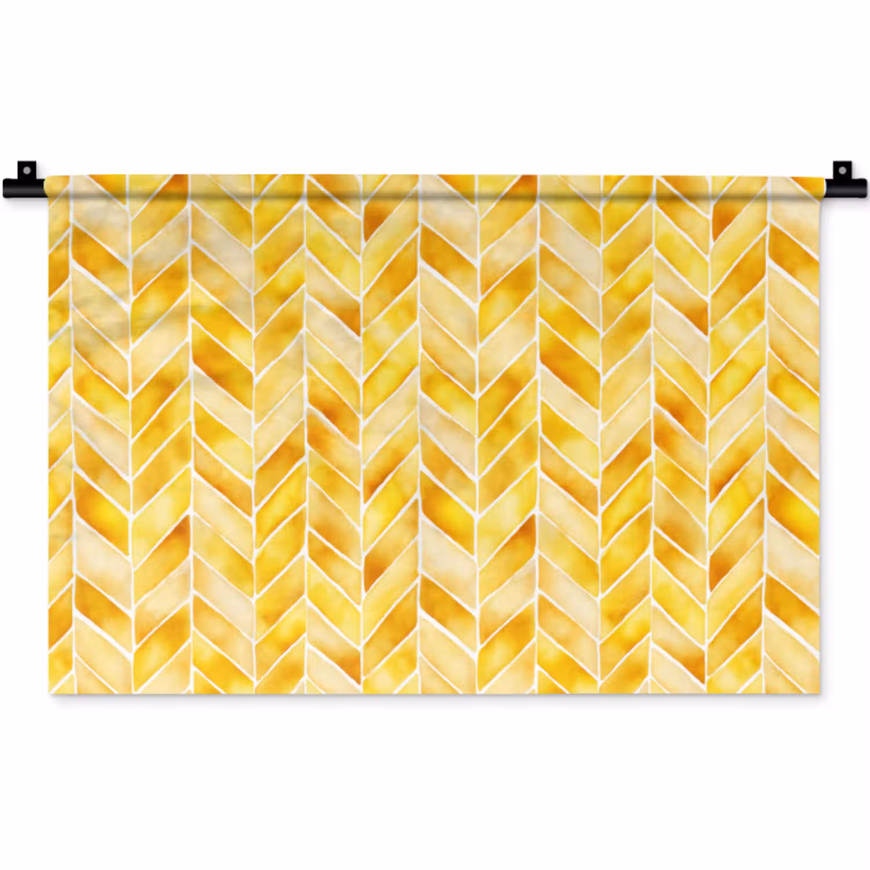 Visgraat - Aquarel - Patronen - Goudgeel Wandkleed katoen klein 269 -zz3d
