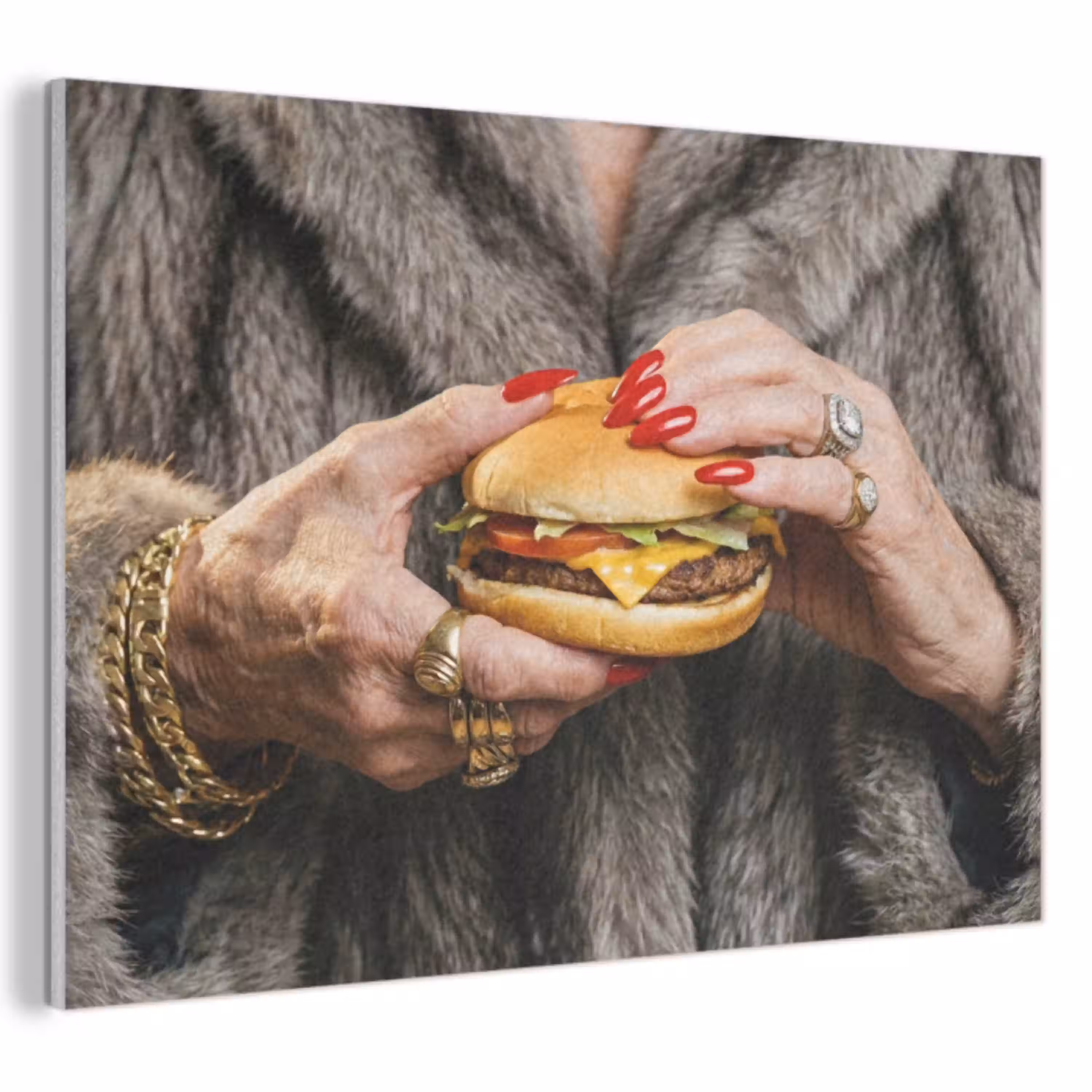 Vrouw - Hamburger - Bontjas PET vilt klein -3d