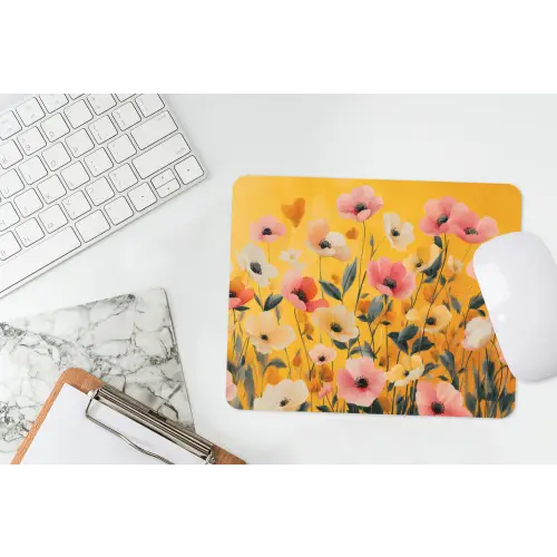 Bloemen - Veld - Geel muismat rubber klein -witbureau