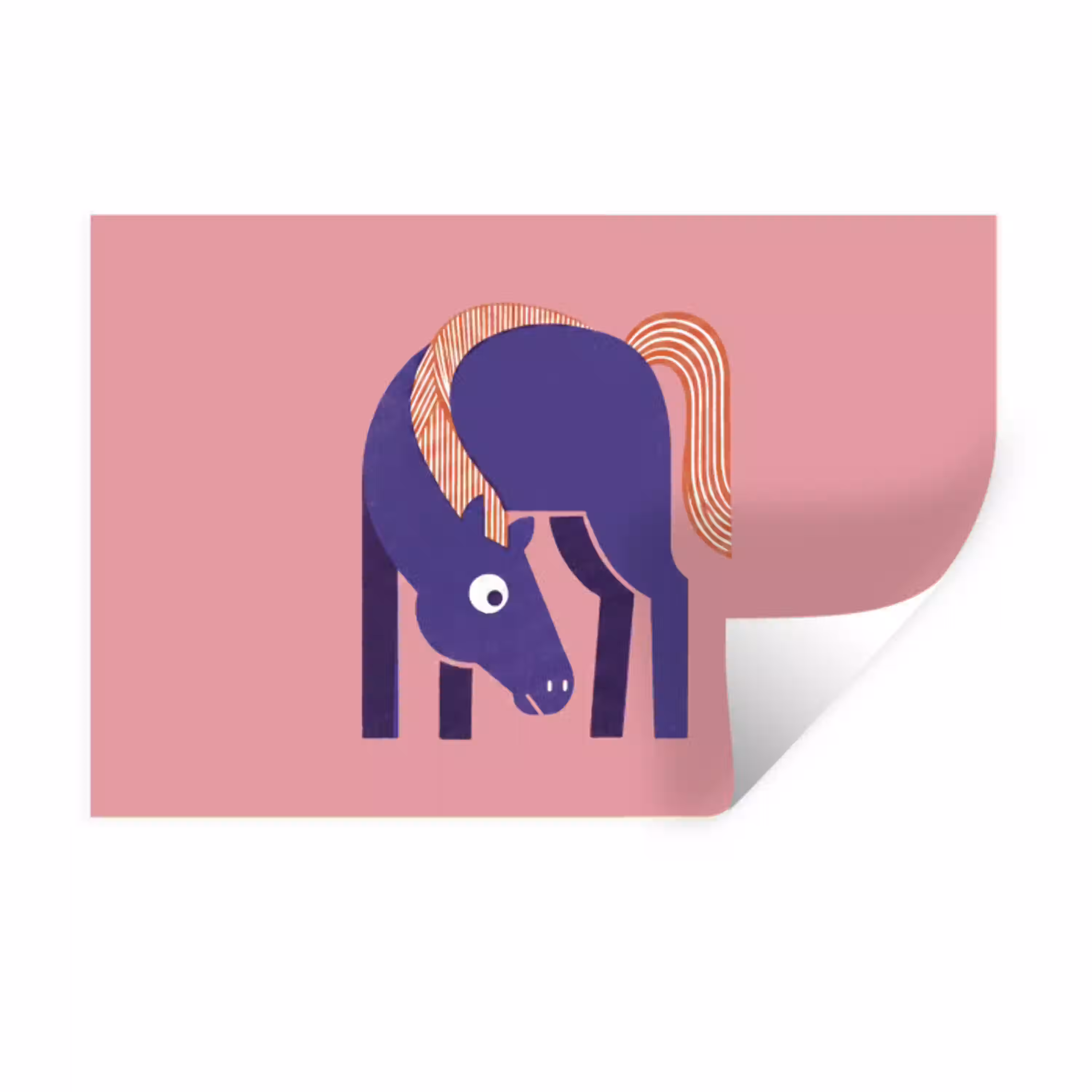 Paard - Abstract - Dieren - Modern - Blauw Muursticker klein -3d
