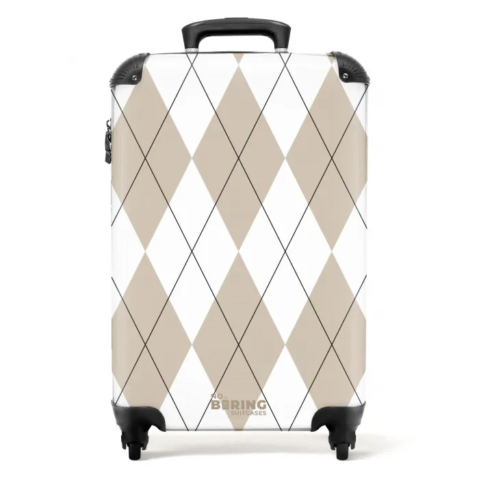 Beige ruiten patroon NBS - Handbagage koffer - Unisex middel -productfoto_recht