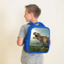 Dino - Gras - Tekening - Kinderen - Jongens Kinderrugzak - Blauw middel -sfeer2