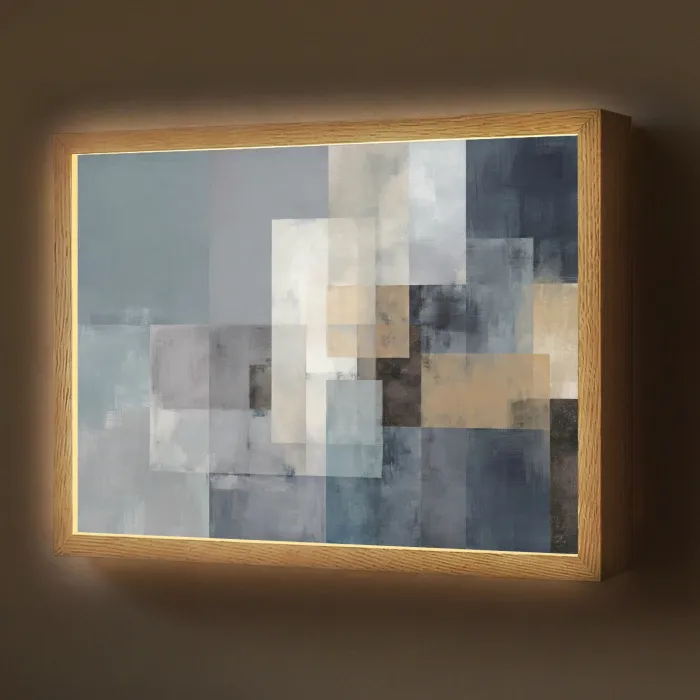 Rechthoeken - Abstract - Blauw Light Box met batterij (Wandlamp) middel -z3d_website