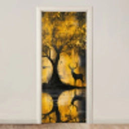 Boom - Verflook - Hert - Natuur - Goud deurposter klein -3d_beige