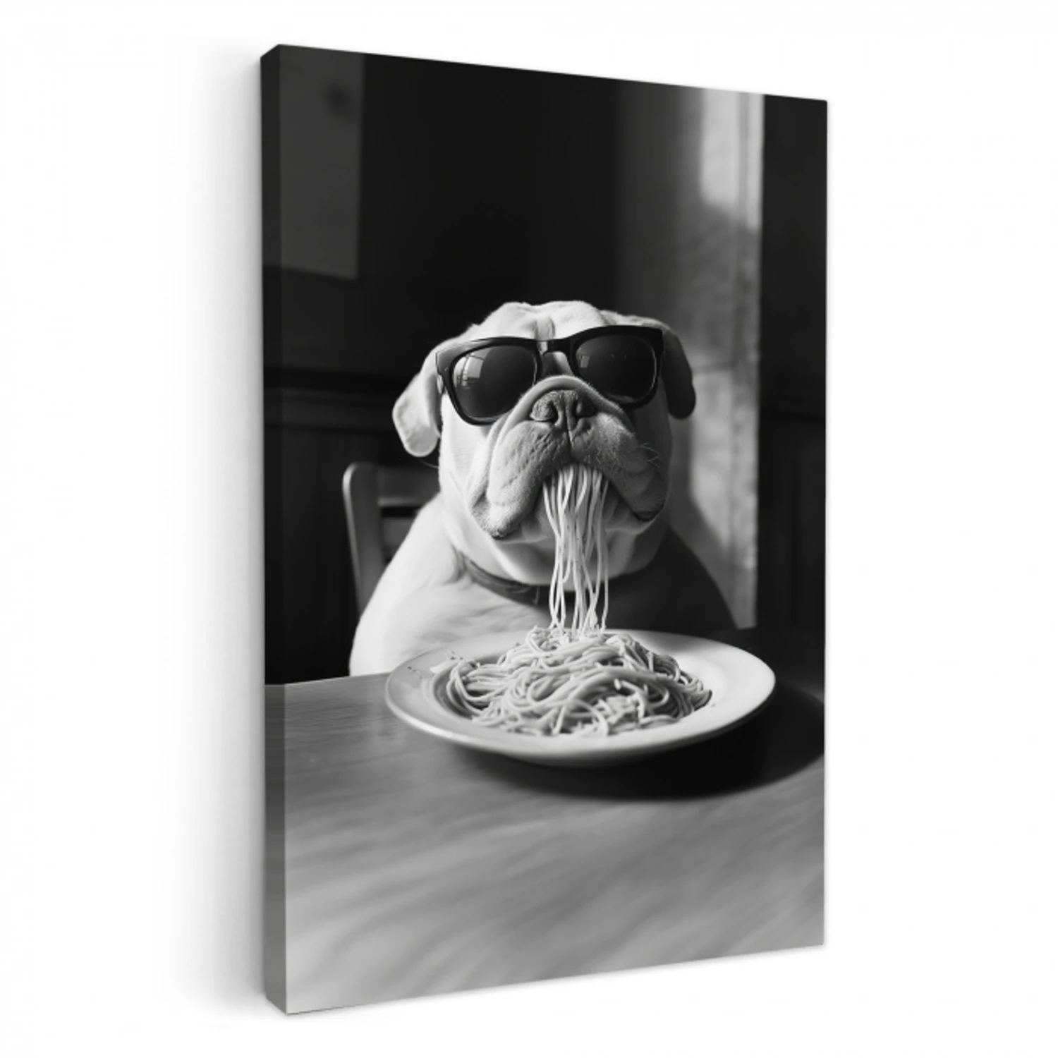 Hond - Bulldog - Pasta - Bril - Stoer - Dieren KitchenYeah - Keuken - Canvas klein -3d
