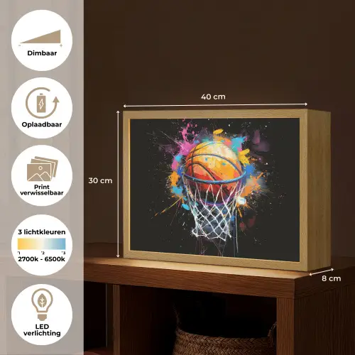 Graffiti - Sport - Basketbal - Basket Light Box met batterij (Wandlamp) middel -USP_websiteoverzichtNL