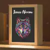 Wolf - Kleurrijk - Zwart - Dieren - Neon Light Box met kabel (Kinderlampje) klein -zzz_3d_website