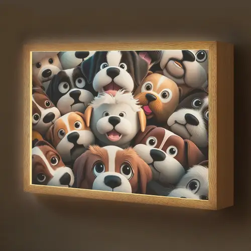 Hond - Dieren - Patronen - Bruin - Meisjes - Jongens Light Box met batterij (Wandlamp kind) middel -z3d_website