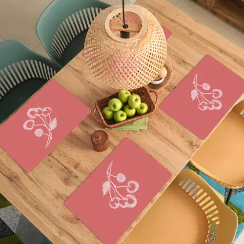 Lijnillustratie - Kersen - Tak - Wit Placemat vinyl groot -zzsfeer5_Kitchenyeah-website